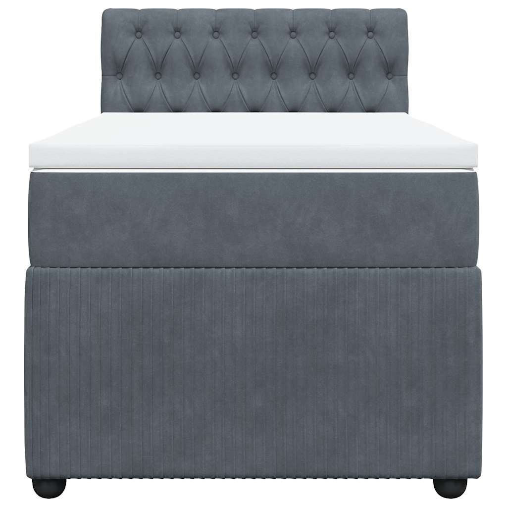 vidaXL Κρεβάτι Boxspring με Στρώμα Σκούρο Γκρι 90x200 εκ. Βελούδινο