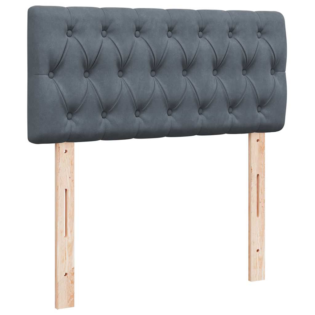 vidaXL Κρεβάτι Boxspring με Στρώμα Σκούρο Γκρι 90x200 εκ. Βελούδινο