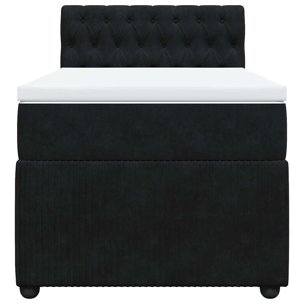 vidaXL Κρεβάτι Boxspring με Στρώμα Μαύρο 90x200 εκ. Βελούδινο