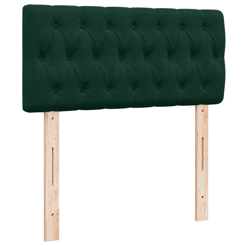 vidaXL Κρεβάτι Boxspring με Στρώμα Σκούρο Πράσινο 90x200 εκ. Βελούδινο