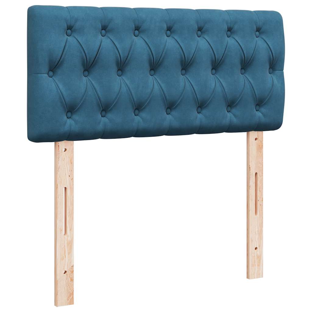 vidaXL Κρεβάτι Boxspring με Στρώμα Μπλε 90x200 εκ. Βελούδινο