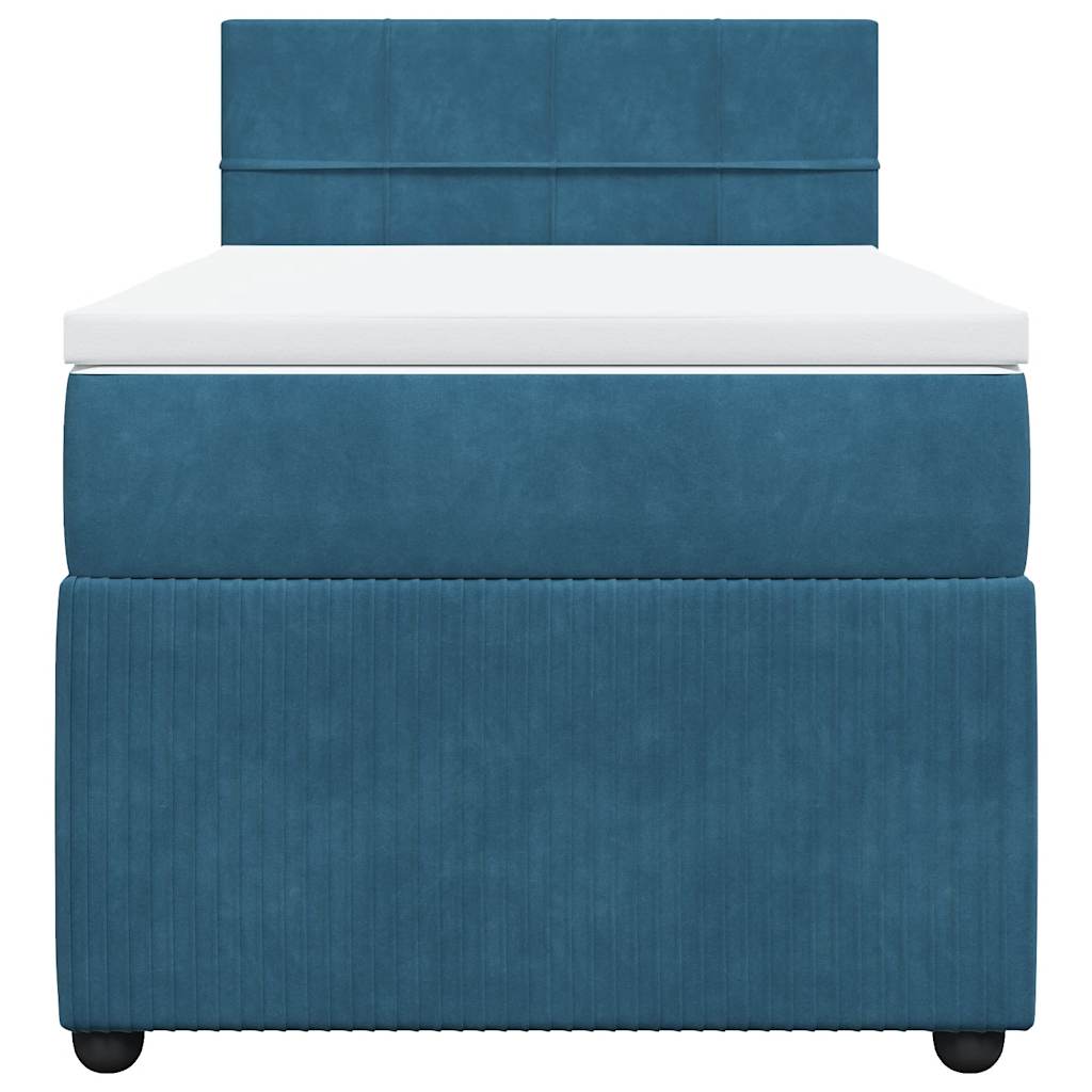 vidaXL Κρεβάτι Boxspring με Στρώμα Μπλε 90x200 εκ. Βελούδινο