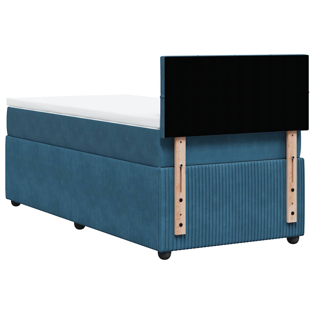 vidaXL Κρεβάτι Boxspring με Στρώμα Μπλε 90x200 εκ. Βελούδινο