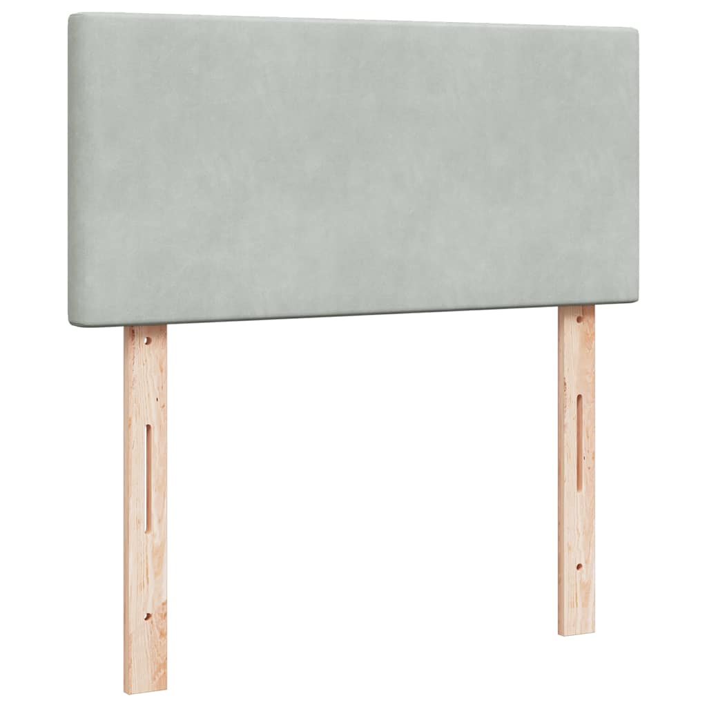 vidaXL Κρεβάτι Boxspring με Στρώμα Ανοιχτό Γκρι 100x200 εκ. Βελούδινο