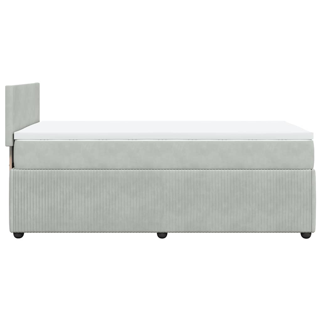 vidaXL Κρεβάτι Boxspring με Στρώμα Ανοιχτό Γκρι 100x200 εκ. Βελούδινο