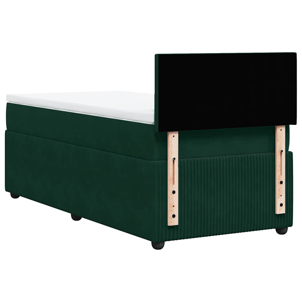 vidaXL Κρεβάτι Boxspring με Στρώμα Σκούρο Πράσινο 100x200εκ. Βελούδινο
