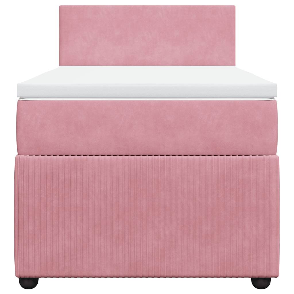 vidaXL Κρεβάτι Boxspring με Στρώμα Ροζ 100x200 εκ. Βελούδινο