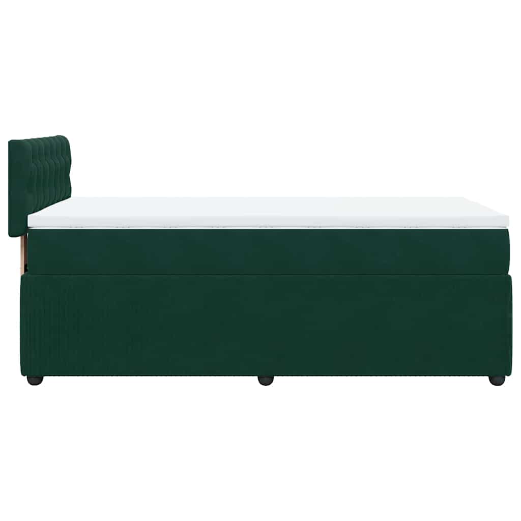 vidaXL Κρεβάτι Boxspring με Στρώμα Σκούρο Πράσινο 100x200εκ. Βελούδινο