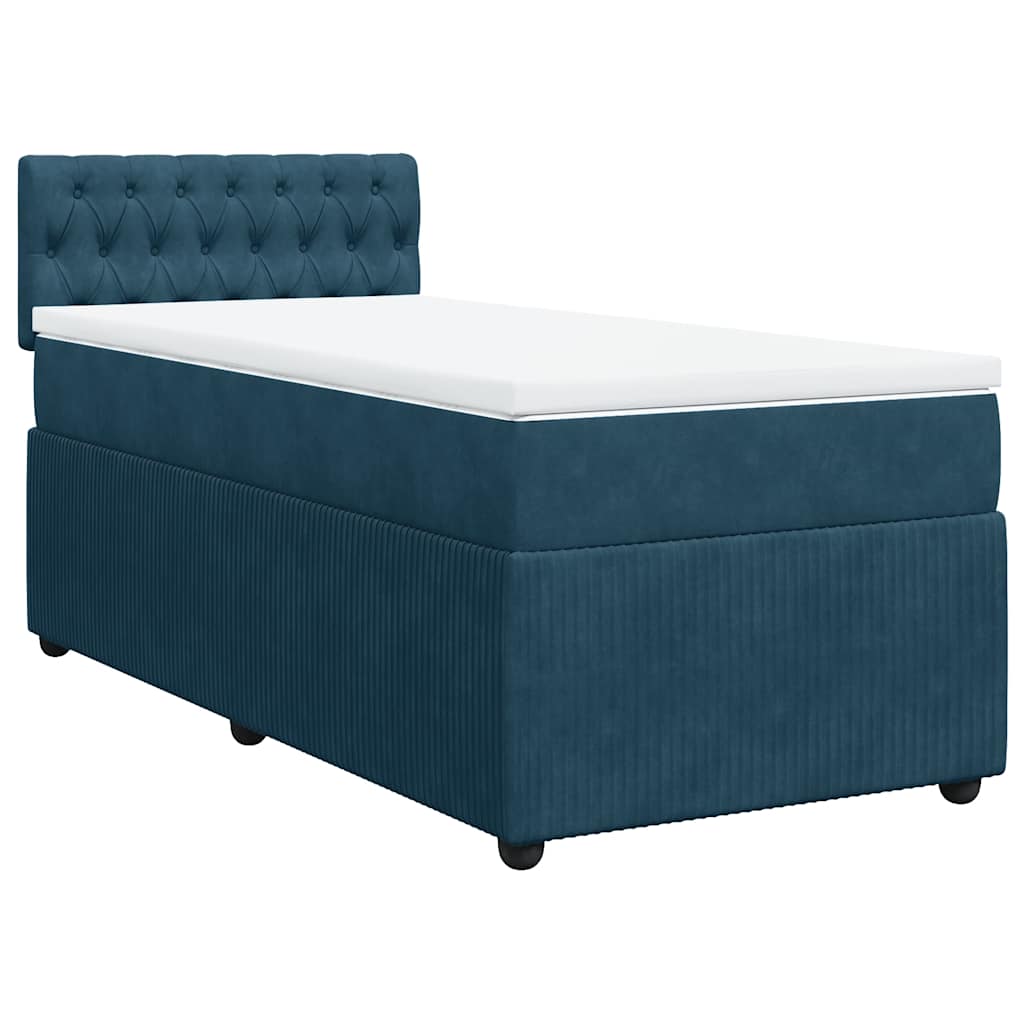 vidaXL Κρεβάτι Boxspring με Στρώμα Μπλε 100x200 εκ. Βελούδινο