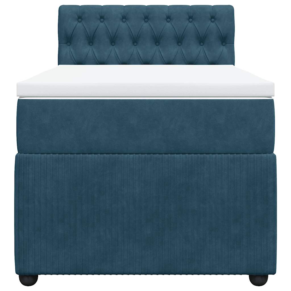 vidaXL Κρεβάτι Boxspring με Στρώμα Μπλε 100x200 εκ. Βελούδινο