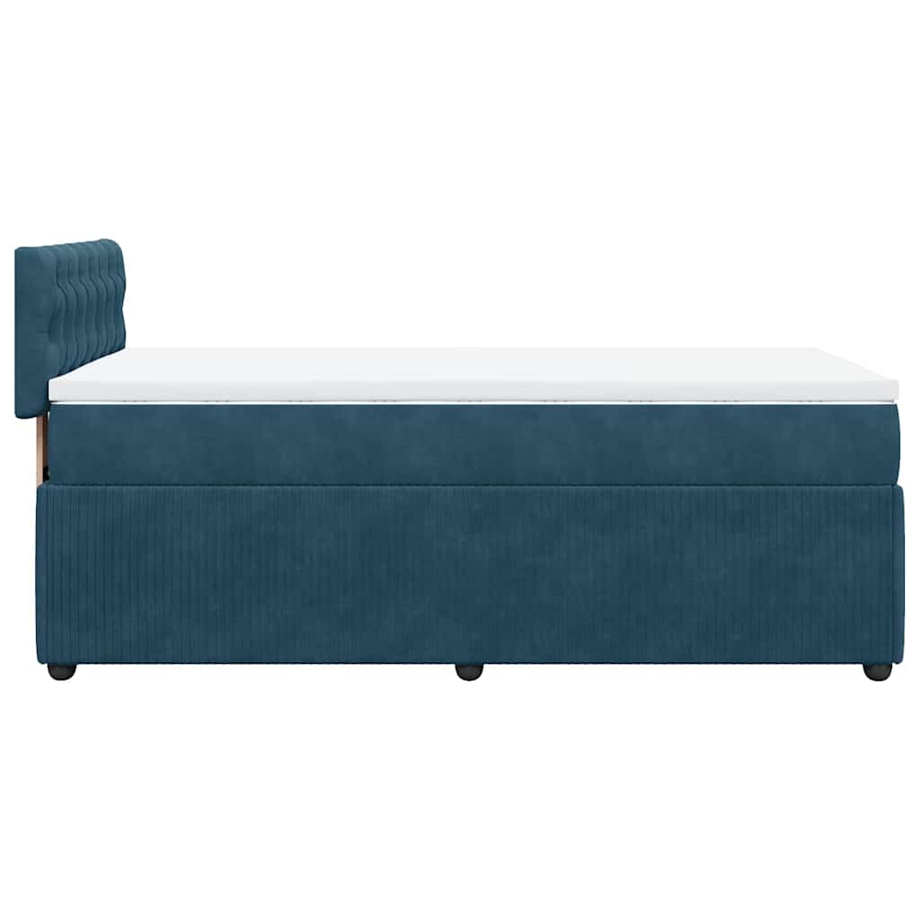 vidaXL Κρεβάτι Boxspring με Στρώμα Μπλε 100x200 εκ. Βελούδινο