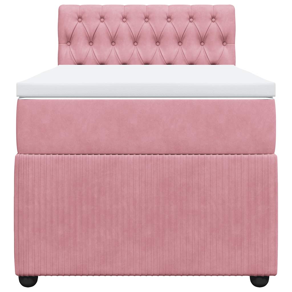 vidaXL Κρεβάτι Boxspring με Στρώμα Ροζ 100x200 εκ. Βελούδινο