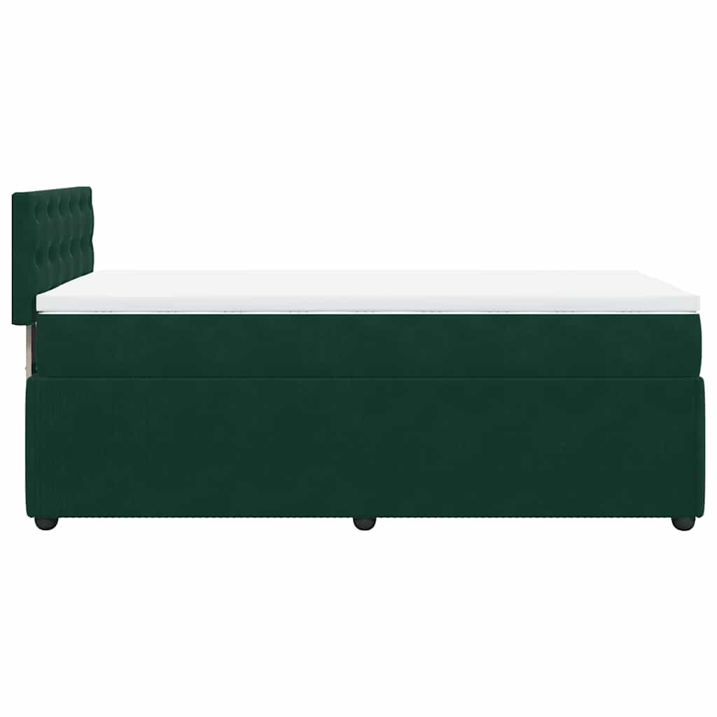 vidaXL Κρεβάτι Boxspring με Στρώμα Σκούρο Πράσινο 100x200εκ. Βελούδινο