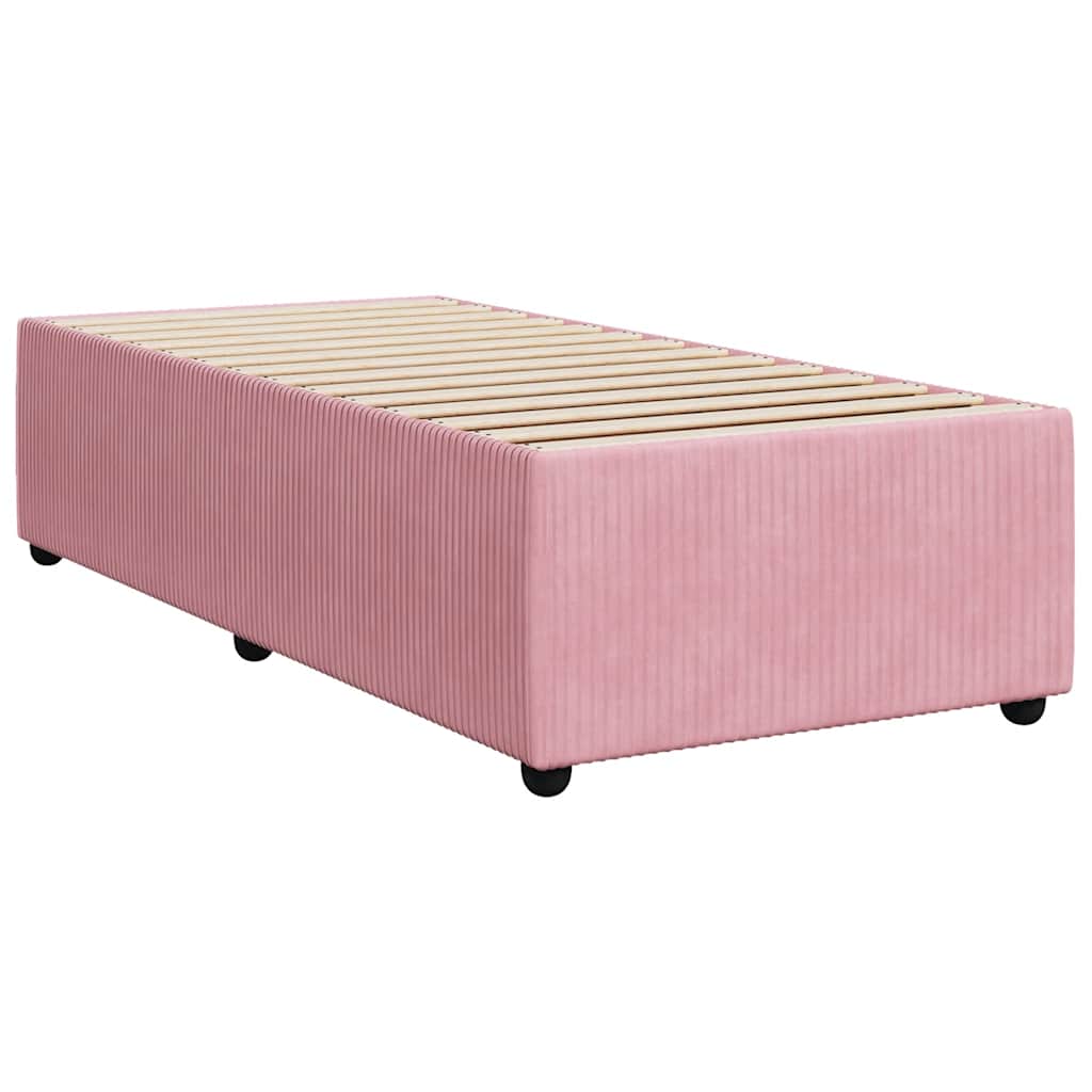 vidaXL Κρεβάτι Boxspring με Στρώμα Ροζ 100x200 εκ. Βελούδινο