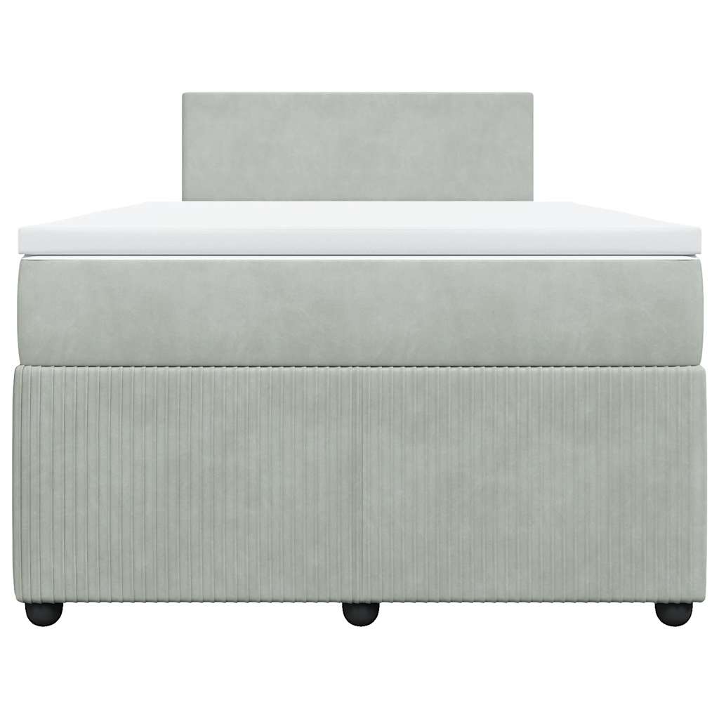 vidaXL Κρεβάτι Boxspring με Στρώμα Ανοιχτό Γκρι 120x190 εκ. Βελούδινο