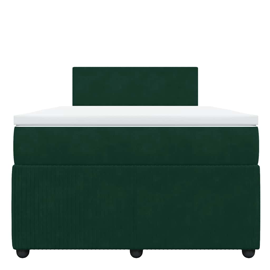 vidaXL Κρεβάτι Boxspring με Στρώμα Σκούρο Πράσινο 120x190εκ. Βελούδινο