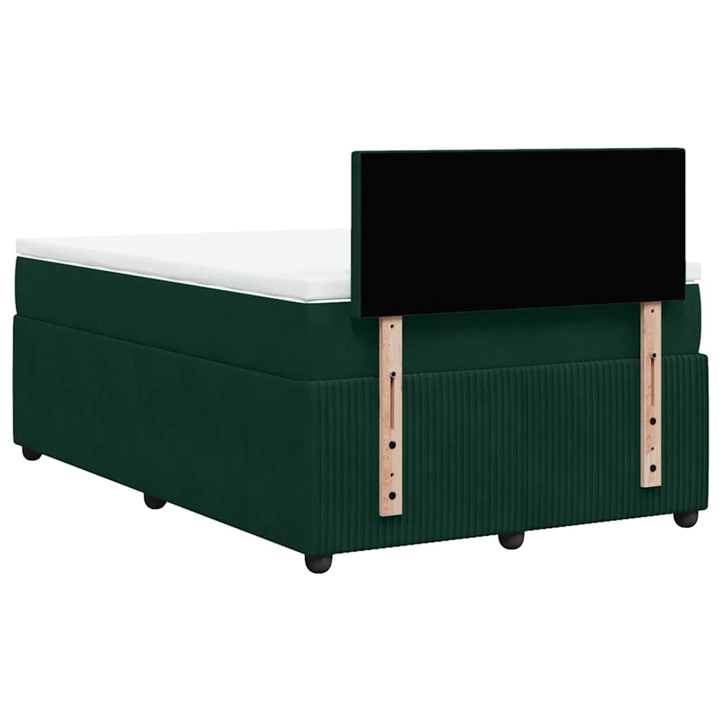 vidaXL Κρεβάτι Boxspring με Στρώμα Σκούρο Πράσινο 120x190εκ. Βελούδινο