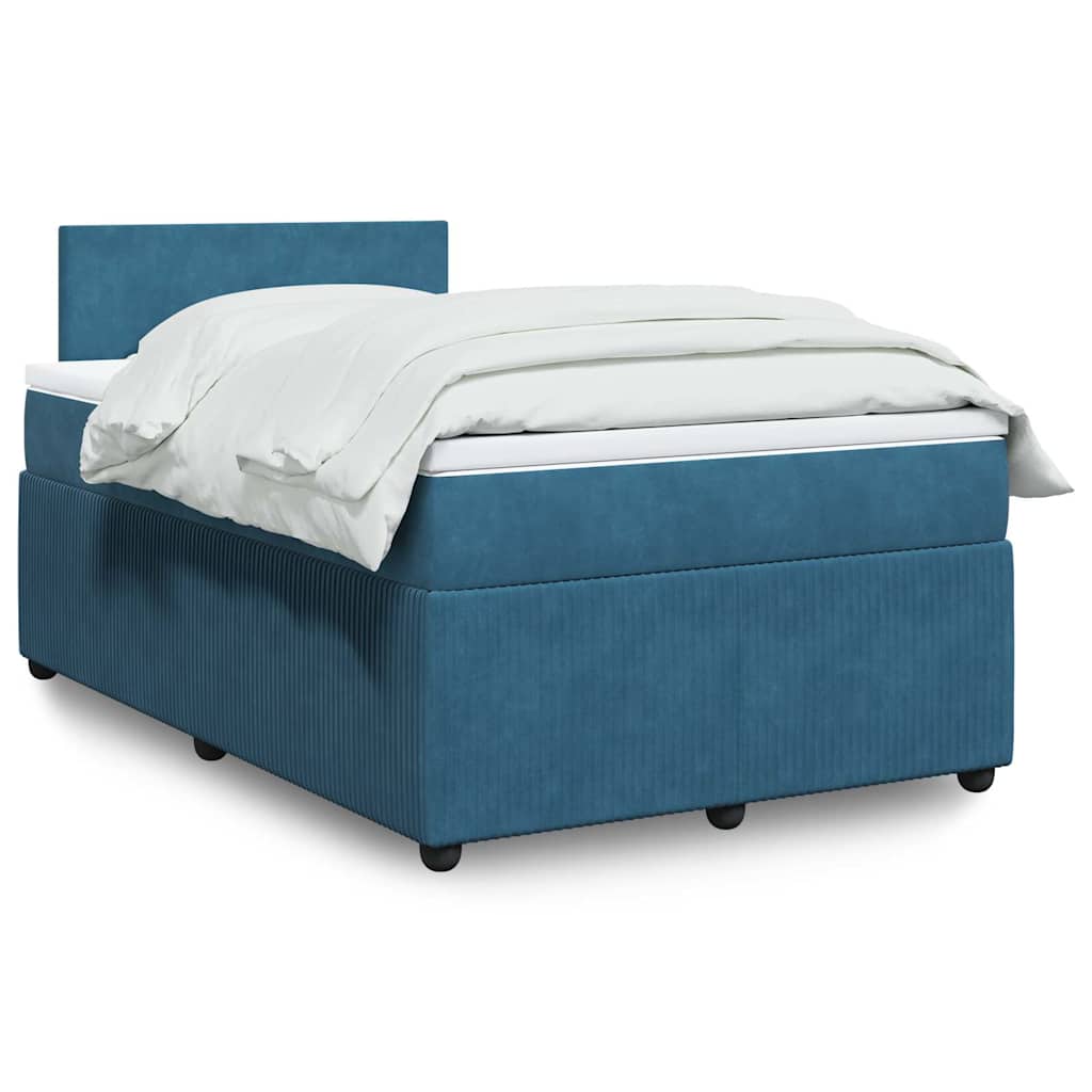 vidaXL Κρεβάτι Boxspring με Στρώμα Μπλε 120x190 εκ. Βελούδινο