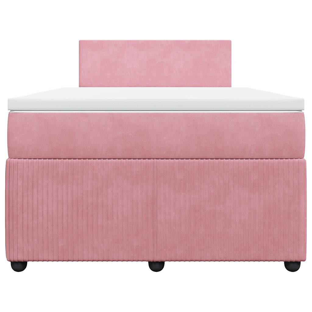 vidaXL Κρεβάτι Boxspring με Στρώμα Ροζ 120x190 εκ. Βελούδινο