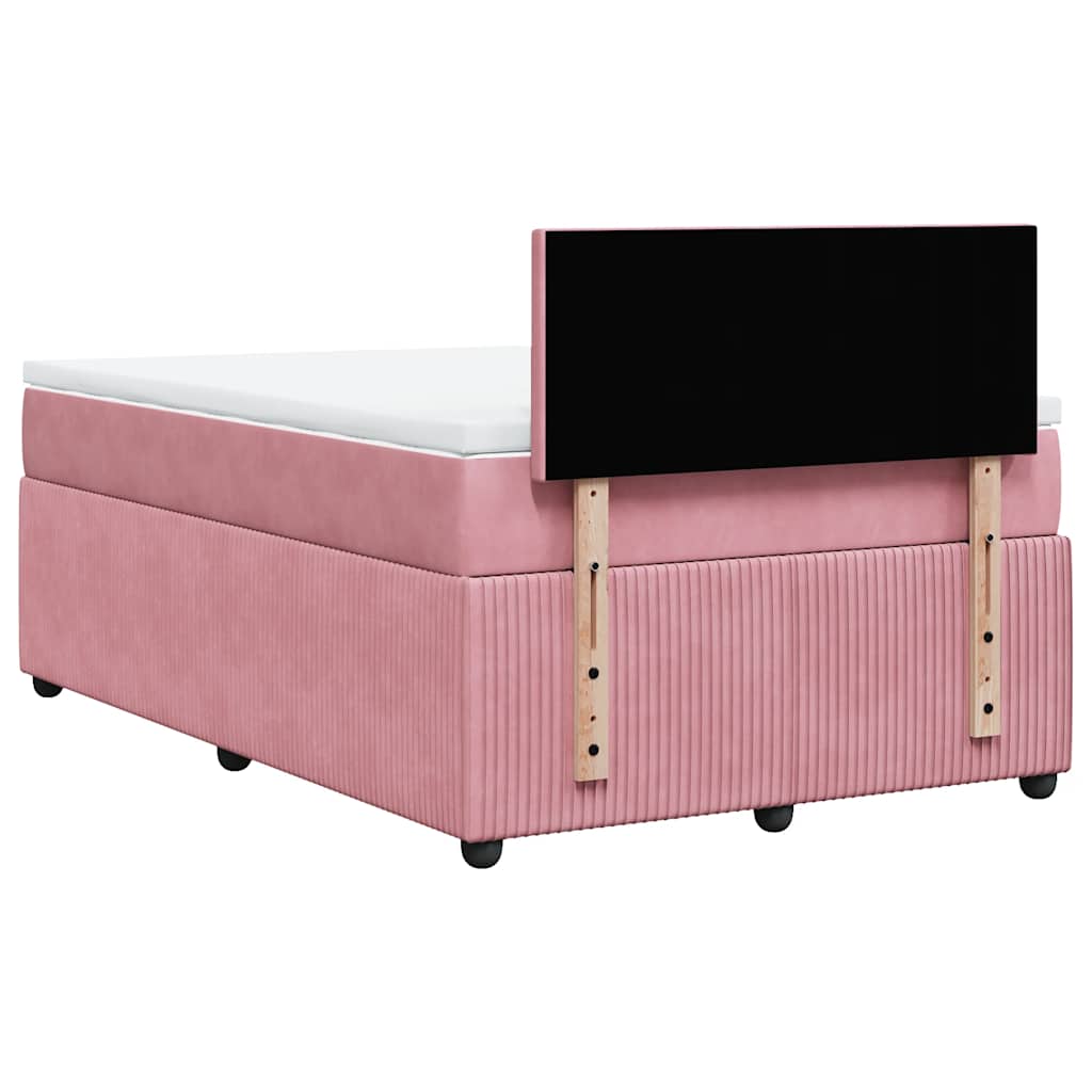 vidaXL Κρεβάτι Boxspring με Στρώμα Ροζ 120x190 εκ. Βελούδινο