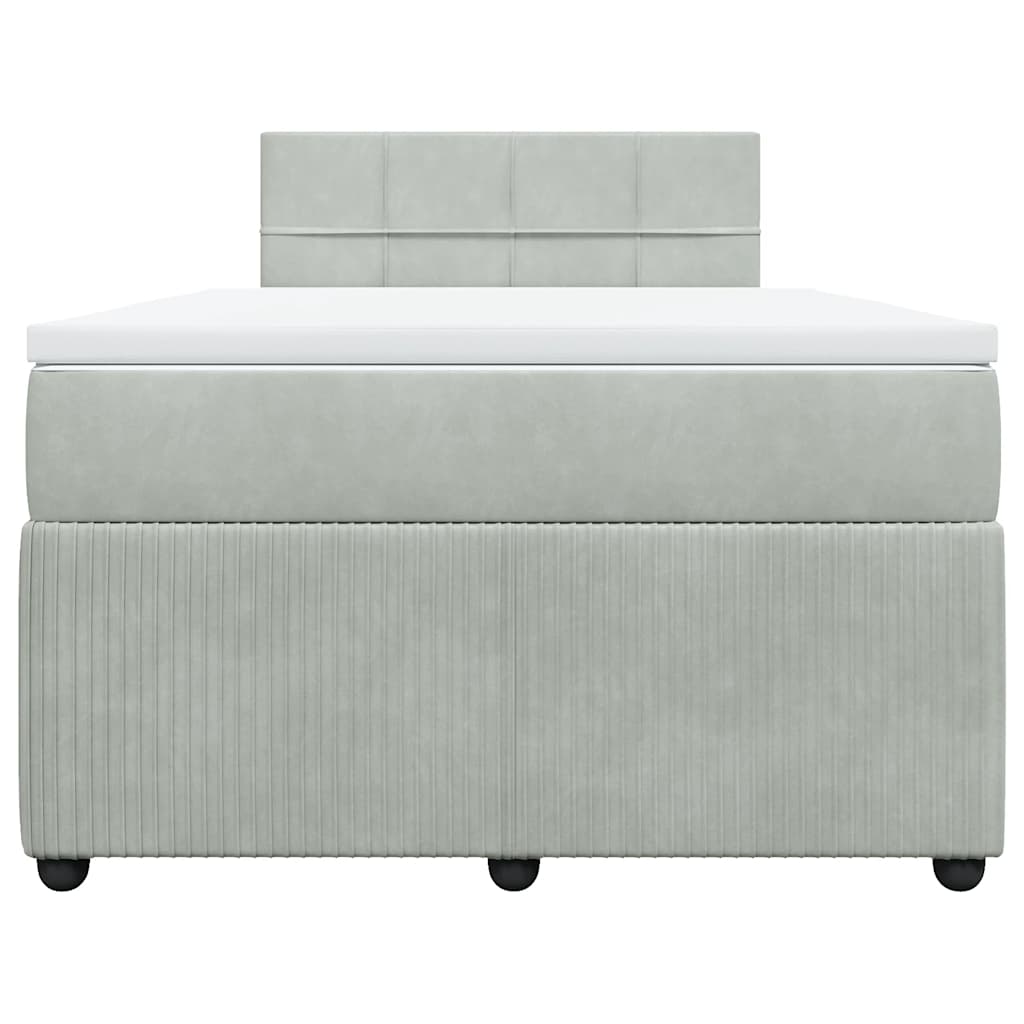 vidaXL Κρεβάτι Boxspring με Στρώμα Ανοιχτό Γκρι 120x190 εκ. Βελούδινο
