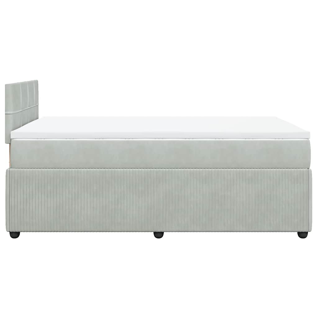 vidaXL Κρεβάτι Boxspring με Στρώμα Ανοιχτό Γκρι 120x190 εκ. Βελούδινο
