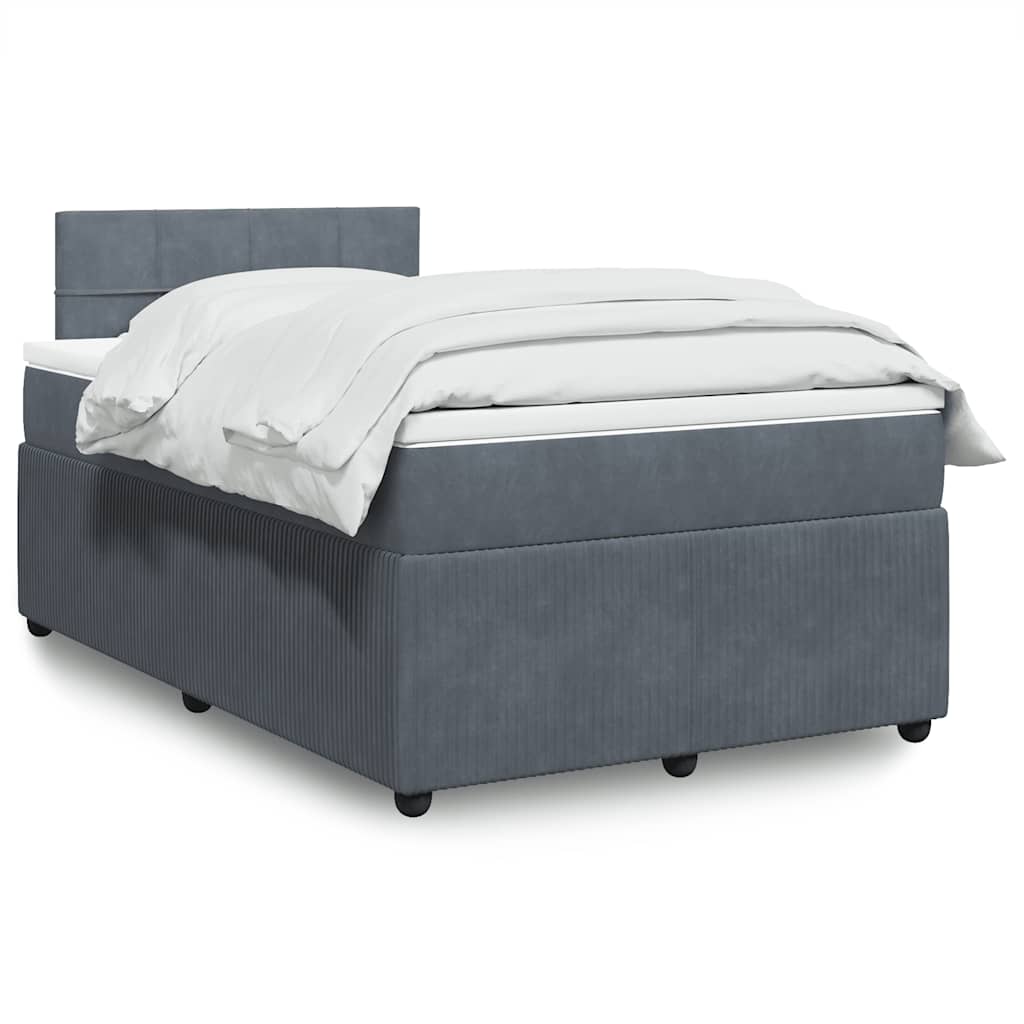 vidaXL Κρεβάτι Boxspring με Στρώμα Σκούρο Γκρι 120x190 εκ. Βελούδινο