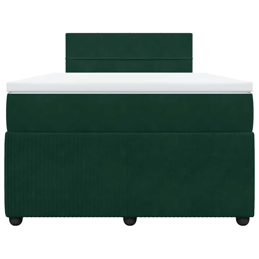 vidaXL Κρεβάτι Boxspring με Στρώμα Σκούρο Πράσινο 120x190εκ. Βελούδινο