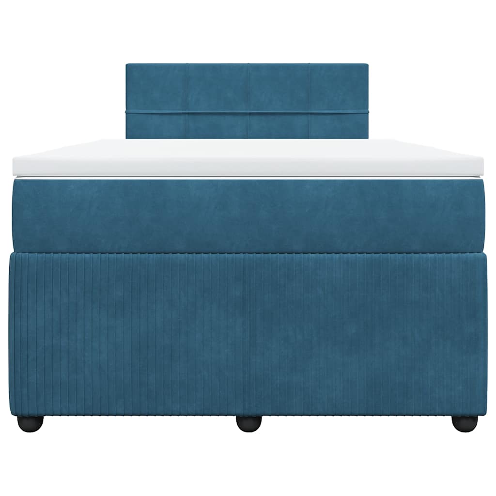 vidaXL Κρεβάτι Boxspring με Στρώμα Μπλε 120x190 εκ. Βελούδινο