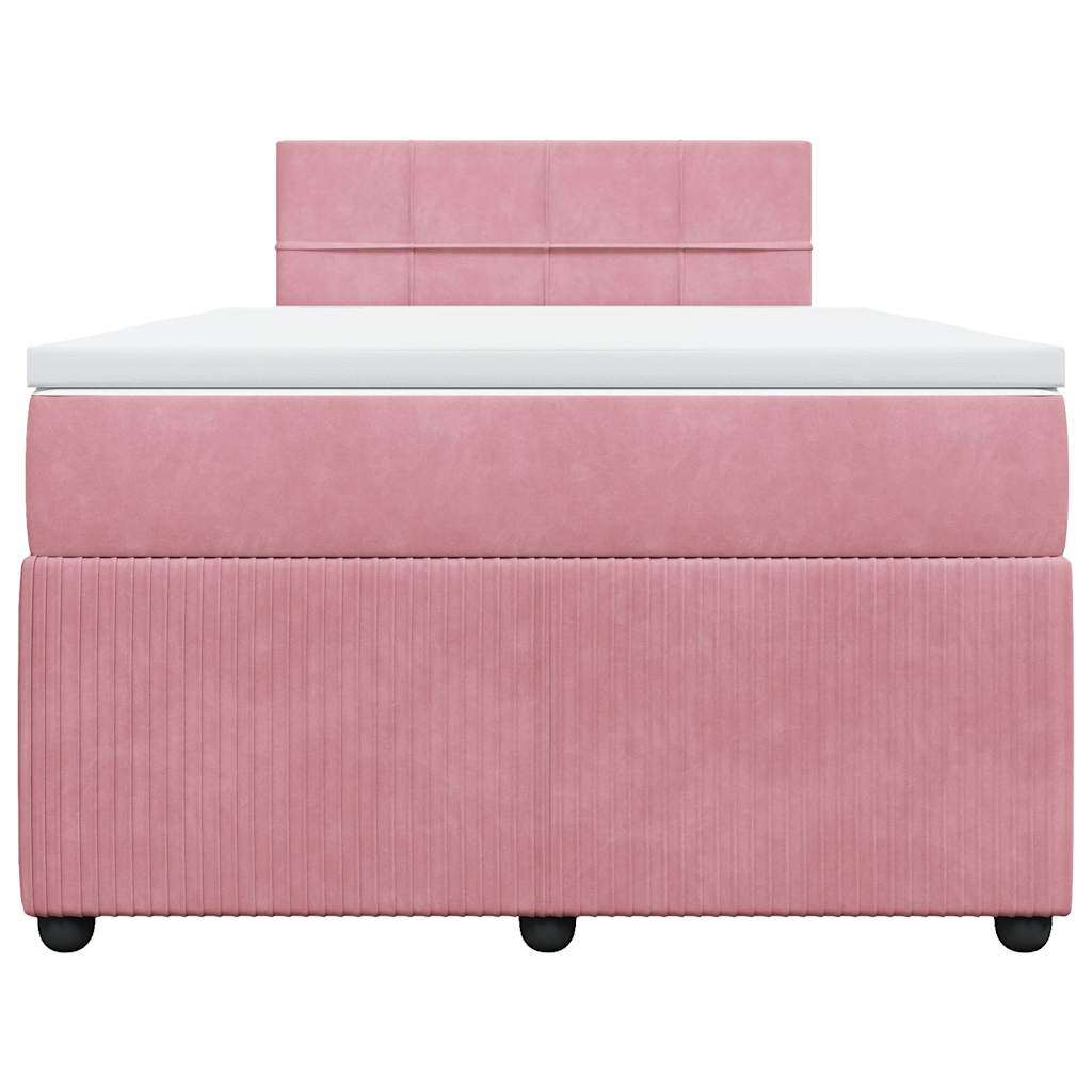 vidaXL Κρεβάτι Boxspring με Στρώμα Ροζ 120x190 εκ. Βελούδινο