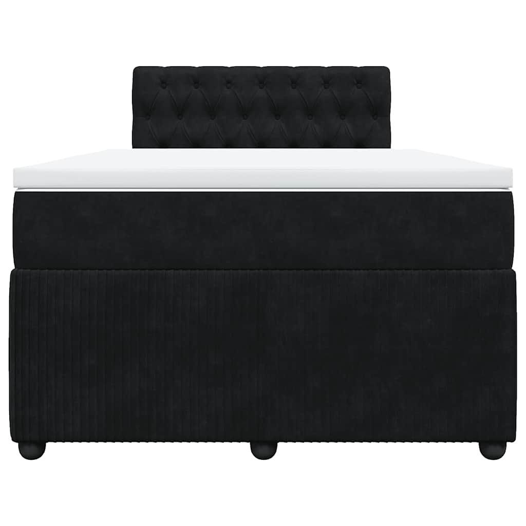 vidaXL Κρεβάτι Boxspring με Στρώμα Μαύρο 120x190 εκ. Βελούδινο