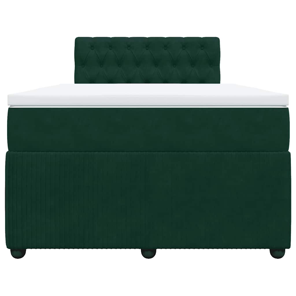vidaXL Κρεβάτι Boxspring με Στρώμα Σκούρο Πράσινο 120x190εκ. Βελούδινο