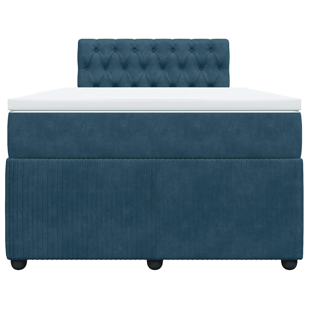 vidaXL Κρεβάτι Boxspring με Στρώμα Μπλε 120x190 εκ. Βελούδινο