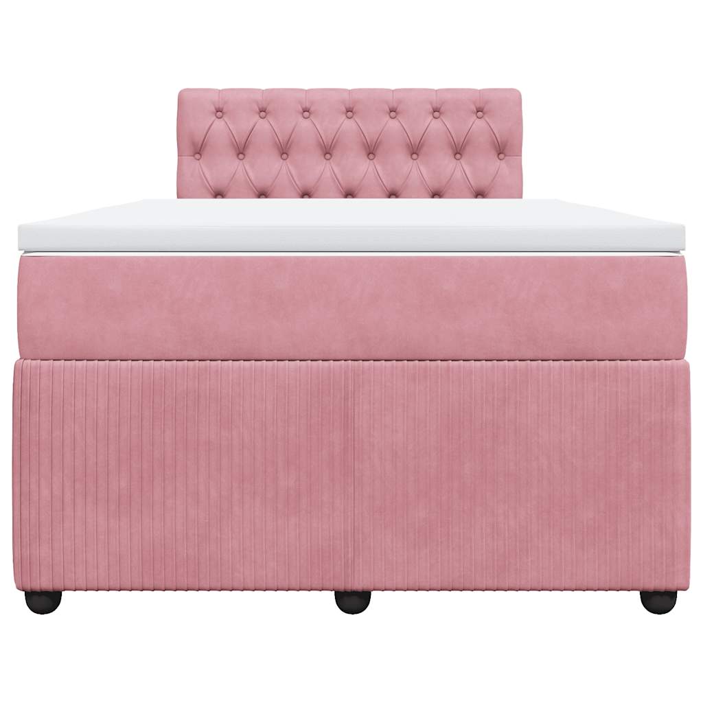 vidaXL Κρεβάτι Boxspring με Στρώμα Ροζ 120x190 εκ. Βελούδινο