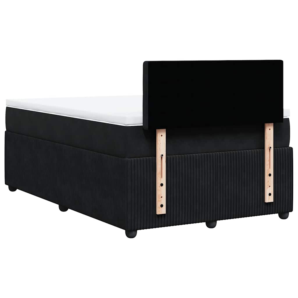 vidaXL Κρεβάτι Boxspring με Στρώμα Μαύρο 120x190 εκ. Βελούδινο