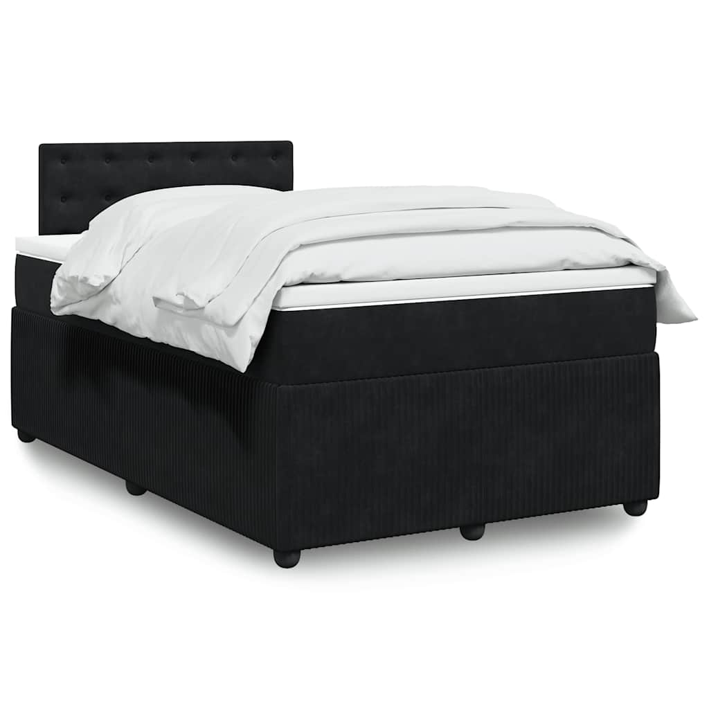 vidaXL Κρεβάτι Boxspring με Στρώμα Μαύρο 120x190 εκ. Βελούδινο