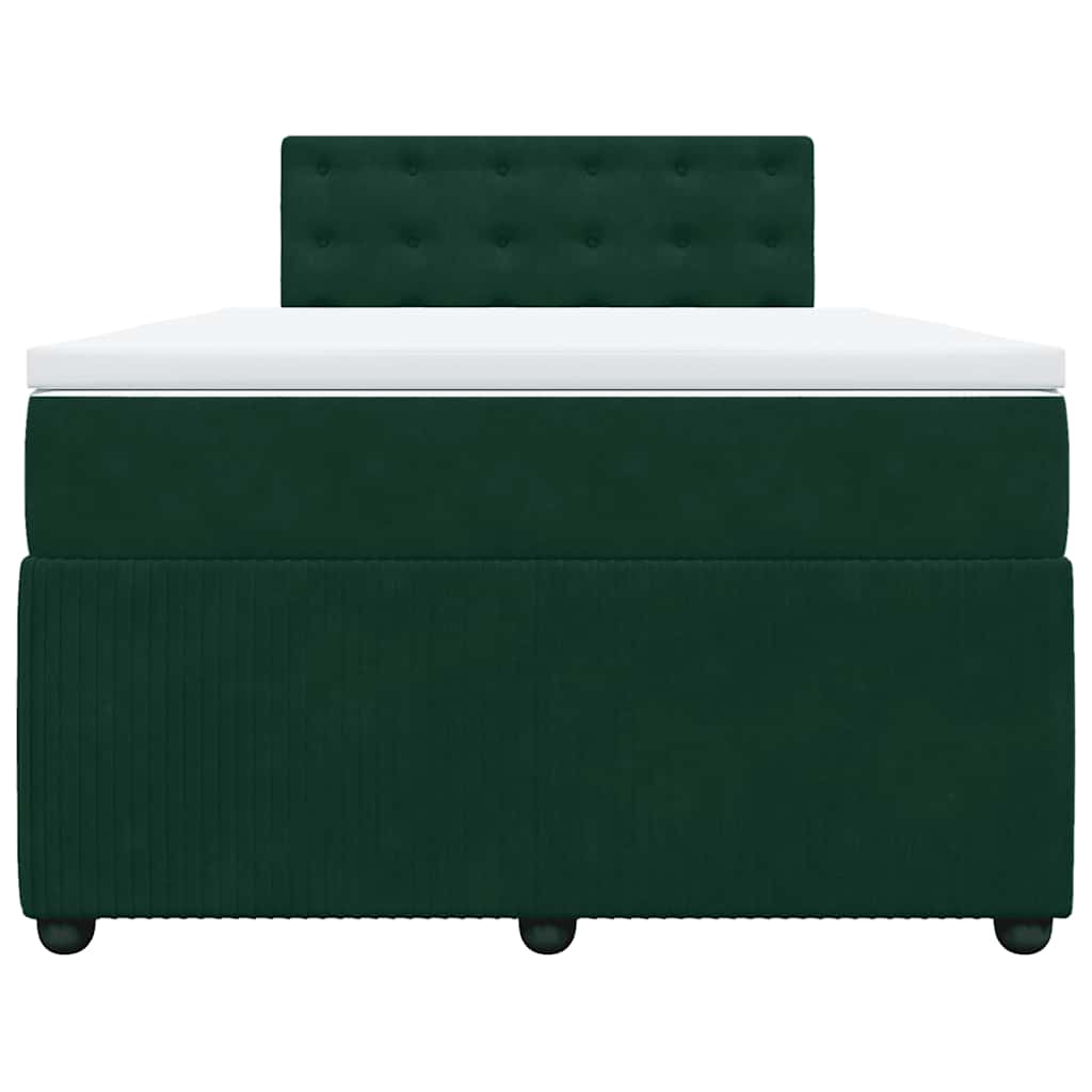 vidaXL Κρεβάτι Boxspring με Στρώμα Σκούρο Πράσινο 120x190εκ. Βελούδινο