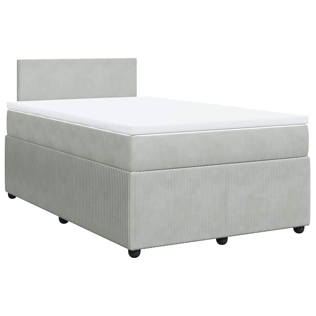 vidaXL Κρεβάτι Boxspring με Στρώμα Ανοιχτό Γκρι 120x200 εκ. Βελούδινο