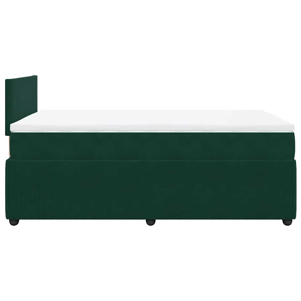 vidaXL Κρεβάτι Boxspring με Στρώμα Σκούρο Πράσινο 120x200εκ. Βελούδινο