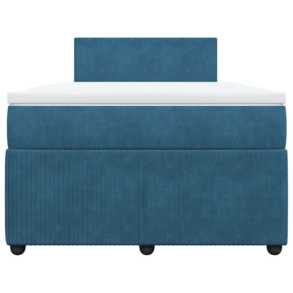 vidaXL Κρεβάτι Boxspring με Στρώμα Μπλε 120x200 εκ. Βελούδινο