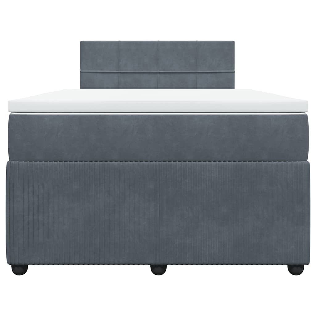 vidaXL Κρεβάτι Boxspring με Στρώμα Σκούρο Γκρι 120x200 εκ. Βελούδινο