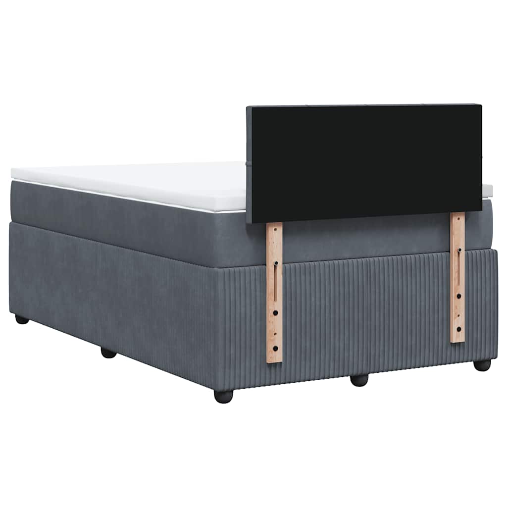 vidaXL Κρεβάτι Boxspring με Στρώμα Σκούρο Γκρι 120x200 εκ. Βελούδινο