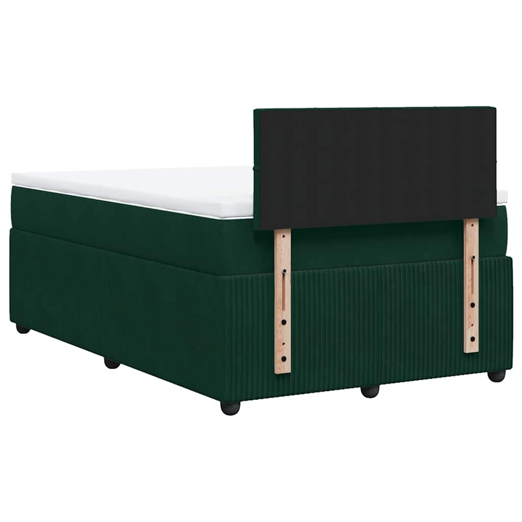vidaXL Κρεβάτι Boxspring με Στρώμα Σκούρο Πράσινο 120x200εκ. Βελούδινο
