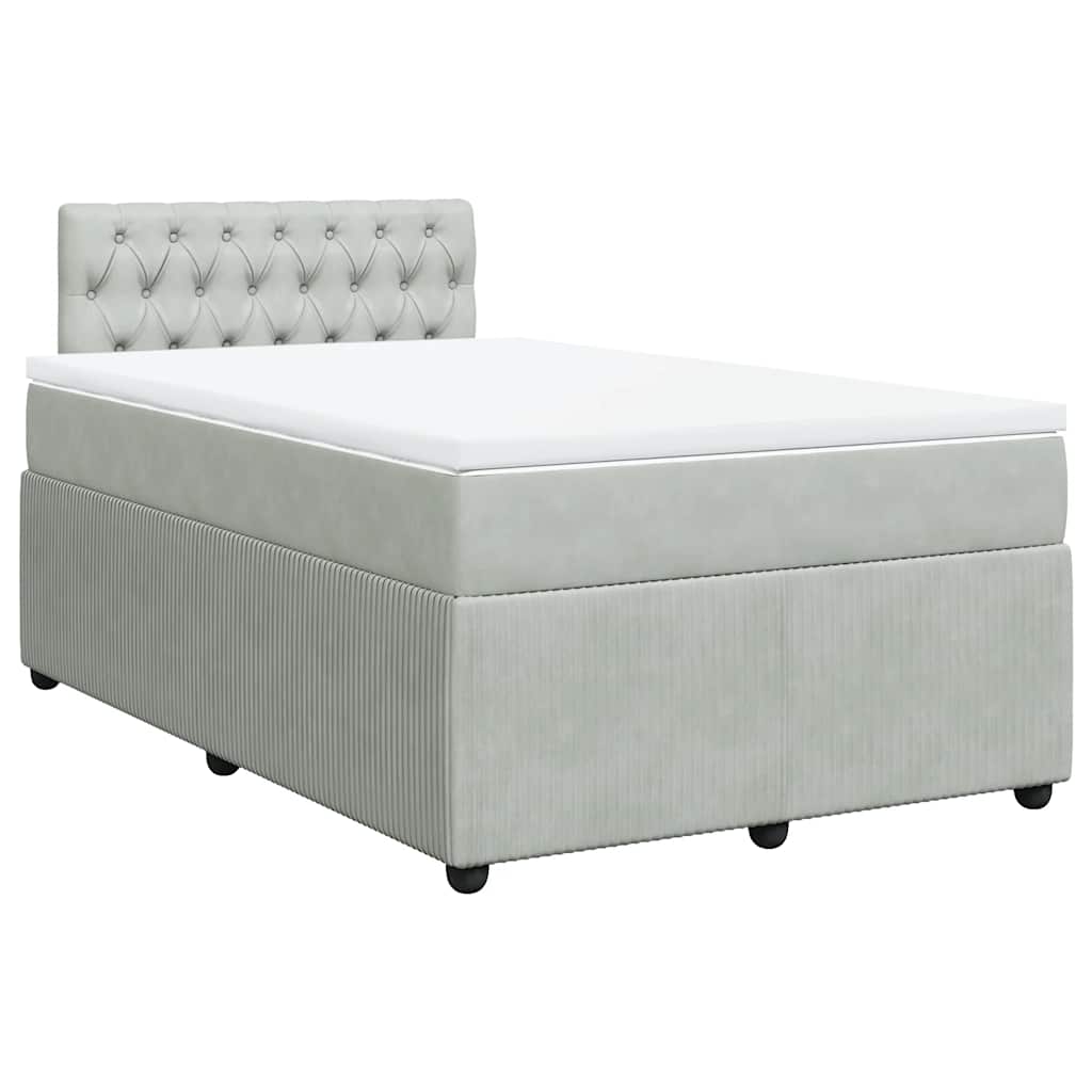 vidaXL Κρεβάτι Boxspring με Στρώμα Ανοιχτό Γκρι 120x200 εκ. Βελούδινο