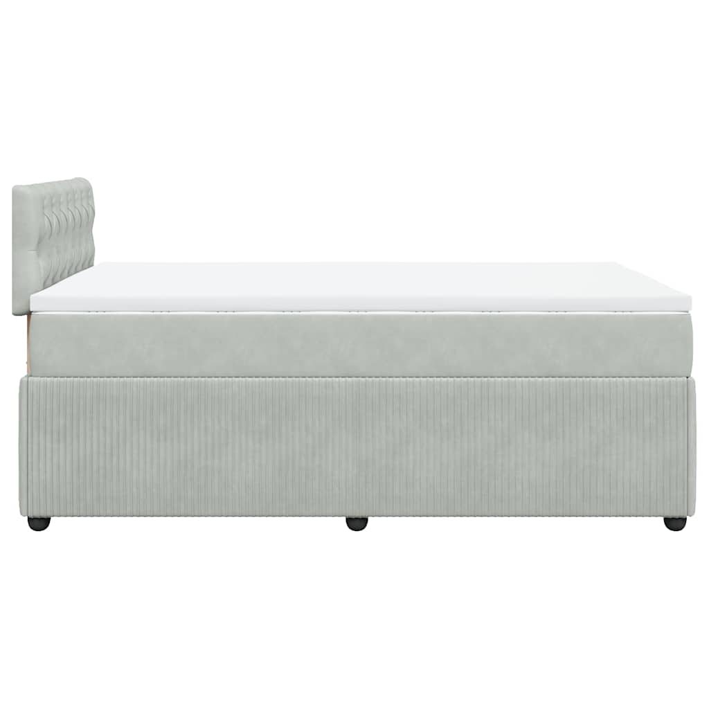 vidaXL Κρεβάτι Boxspring με Στρώμα Ανοιχτό Γκρι 120x200 εκ. Βελούδινο
