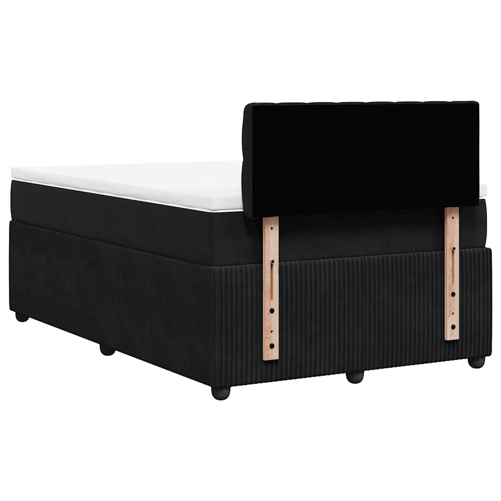 vidaXL Κρεβάτι Boxspring με Στρώμα Μαύρο 120 x 200 εκ. Βελούδινο