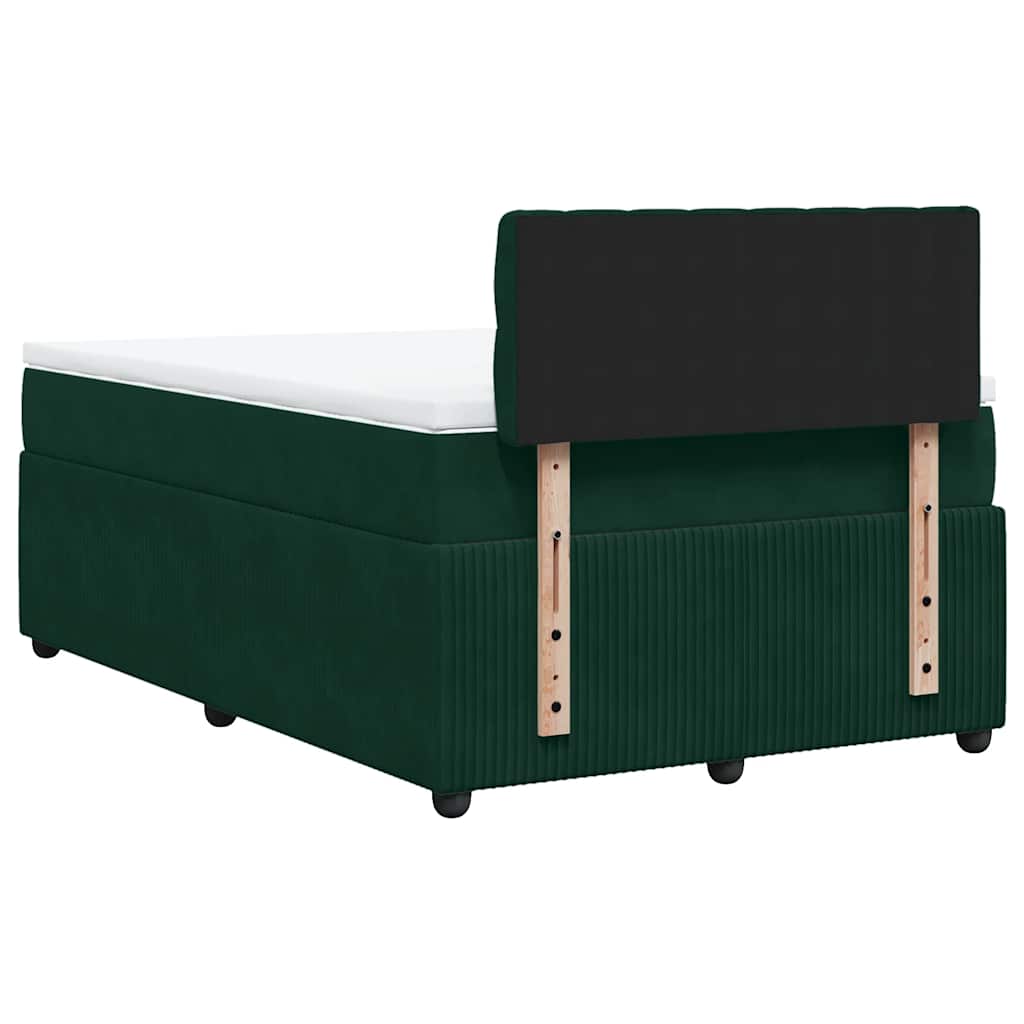 vidaXL Κρεβάτι Boxspring με Στρώμα Σκούρο Πράσινο 120x200εκ. Βελούδινο