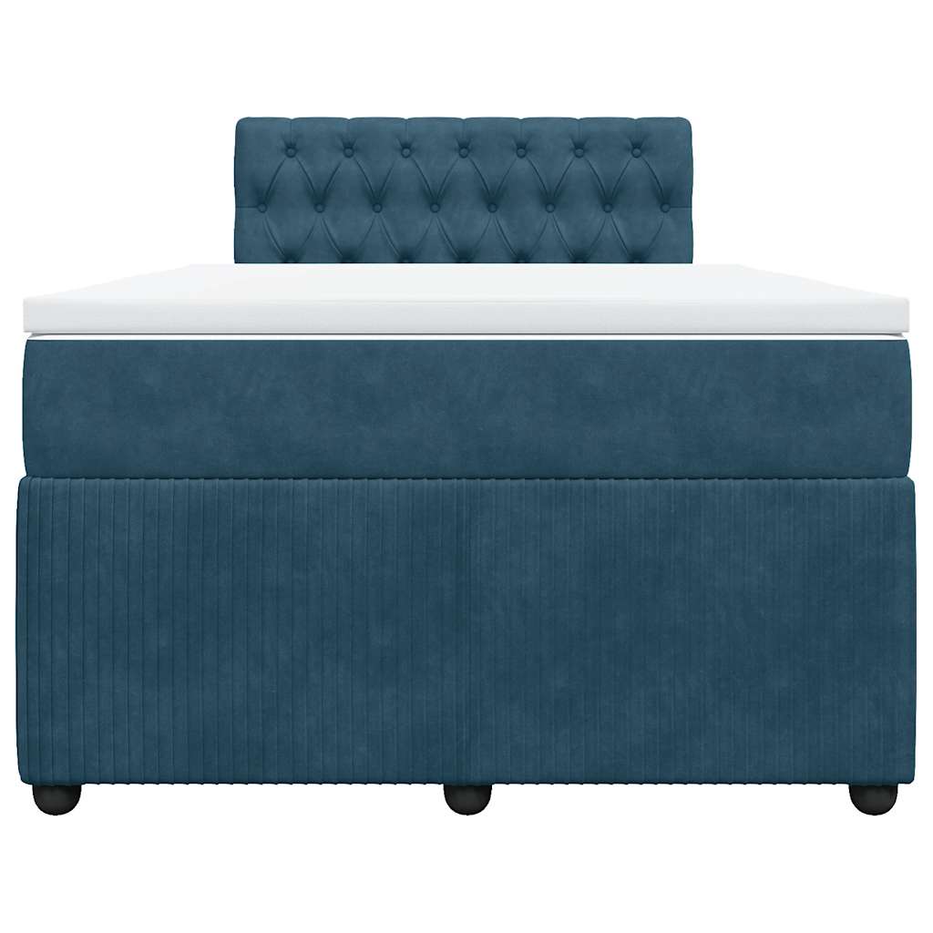 vidaXL Κρεβάτι Boxspring με Στρώμα Μπλε 120x200 εκ. Βελούδινο