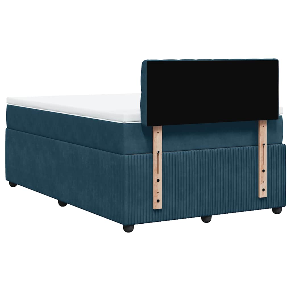 vidaXL Κρεβάτι Boxspring με Στρώμα Μπλε 120x200 εκ. Βελούδινο