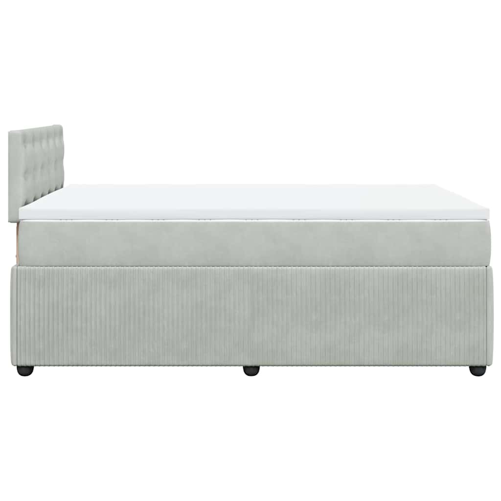 vidaXL Κρεβάτι Boxspring με Στρώμα Ανοιχτό Γκρι 120x200 εκ. Βελούδινο